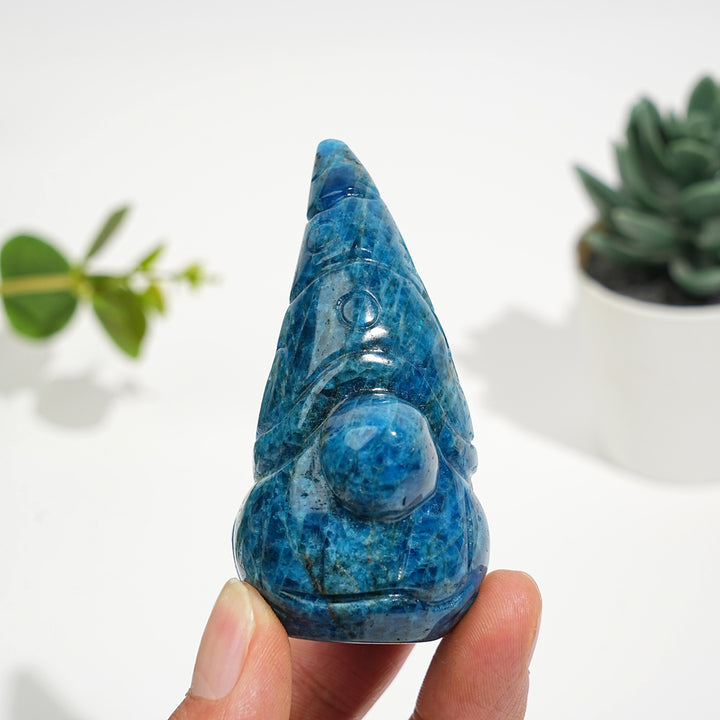 Natural Blue Apatite Gnome Carving