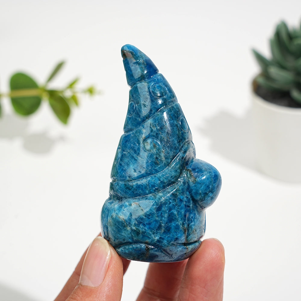 Natural Blue Apatite Gnome Carving