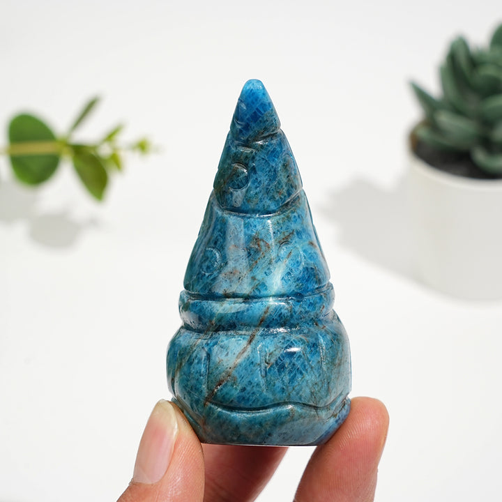 Natural Blue Apatite Gnome Carving
