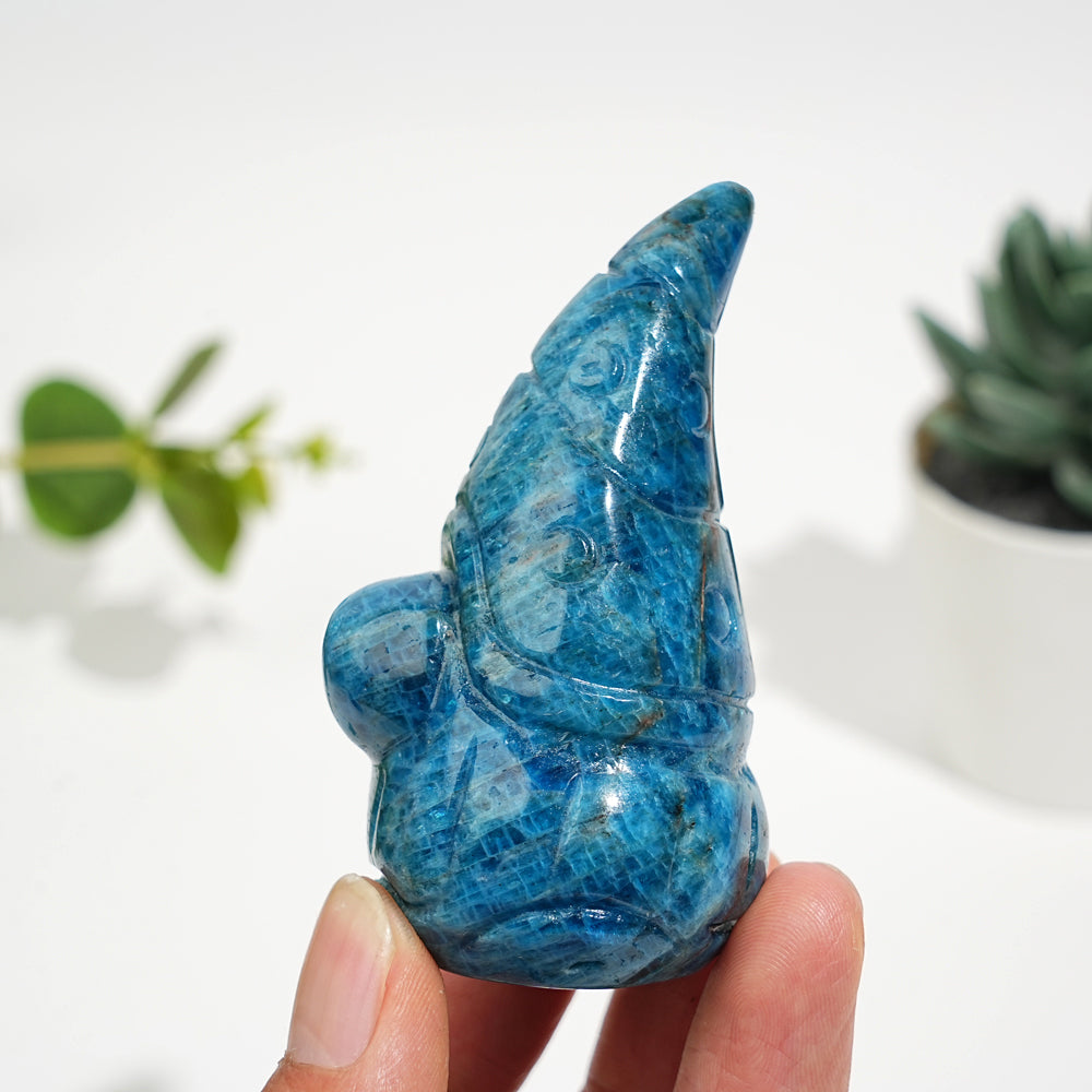 Natural Blue Apatite Gnome Carving