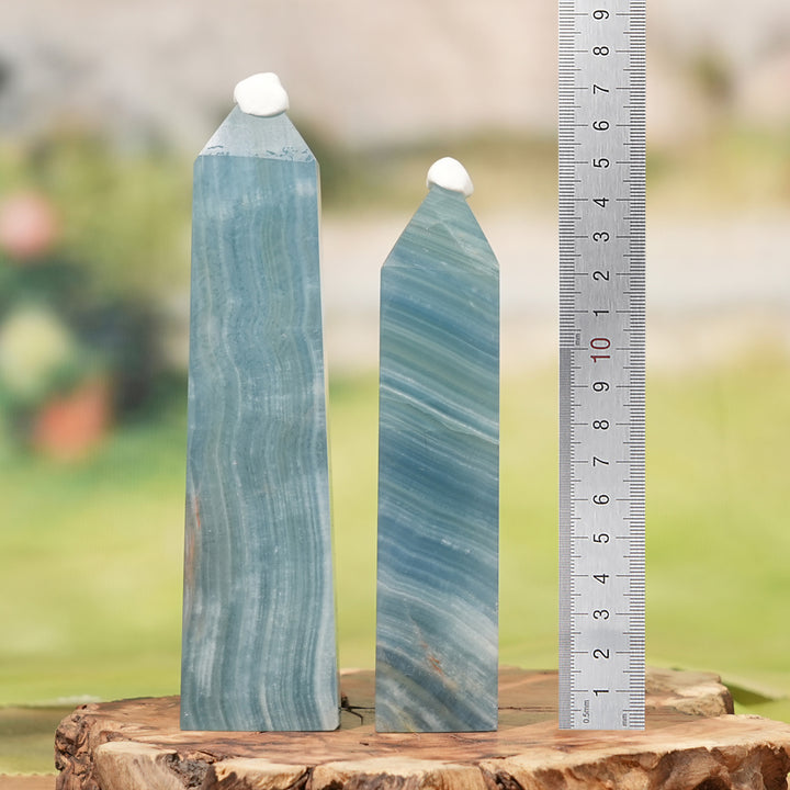 Natural Crystal Top Lemurian Aquatine Calcite Point
