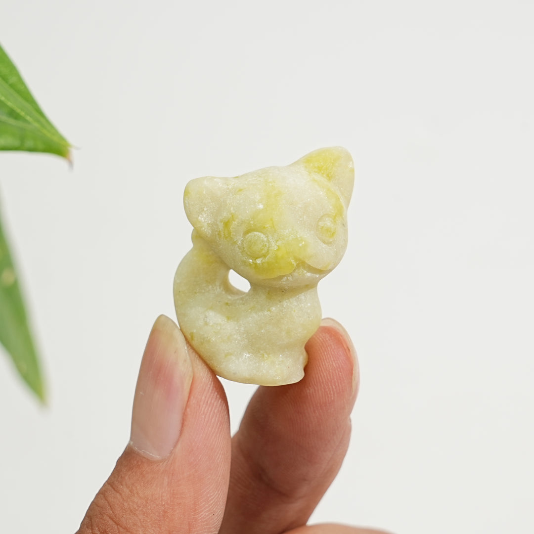 Natural Crystal Carving Hollow Out Cat