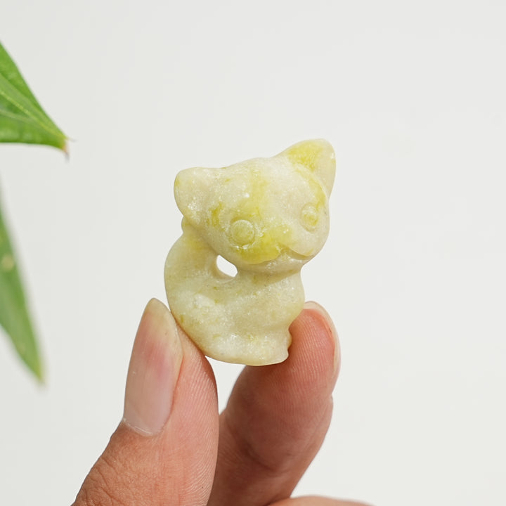 Natural Crystal Carving Hollow Out Cat