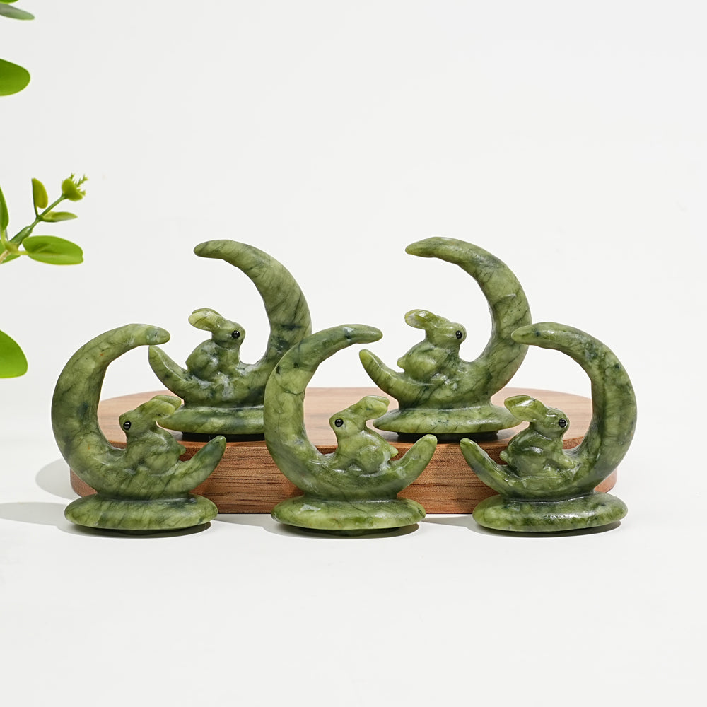 Natural Crystal Carving Serpentine Moon Rabbit