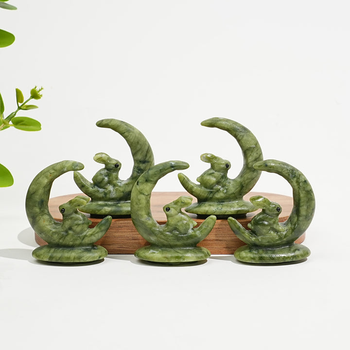 Natural Crystal Carving Serpentine Moon Rabbit