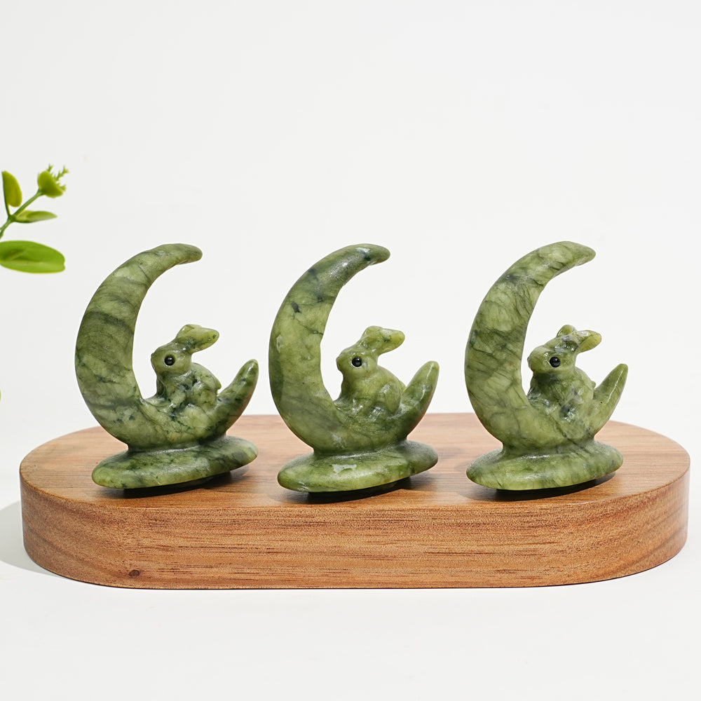 Natural Crystal Carving Serpentine Moon Rabbit