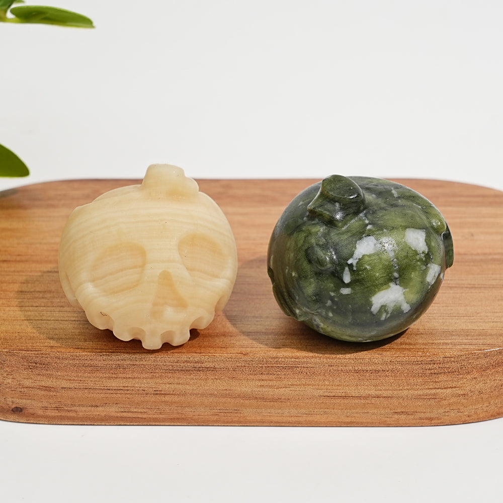 Natural Crystal Carving Poison Apple Skull