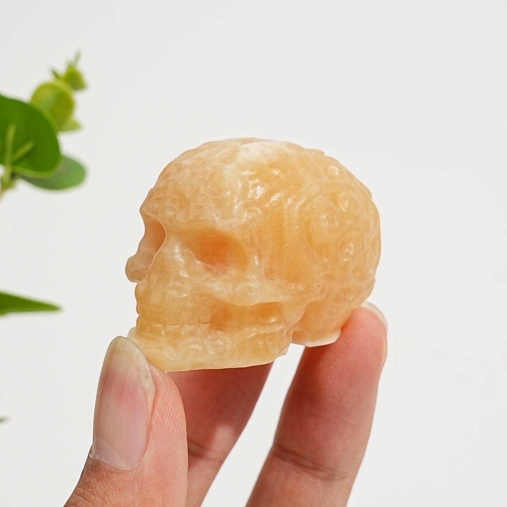 Natural Crystal Carving Floral Pattern Skull