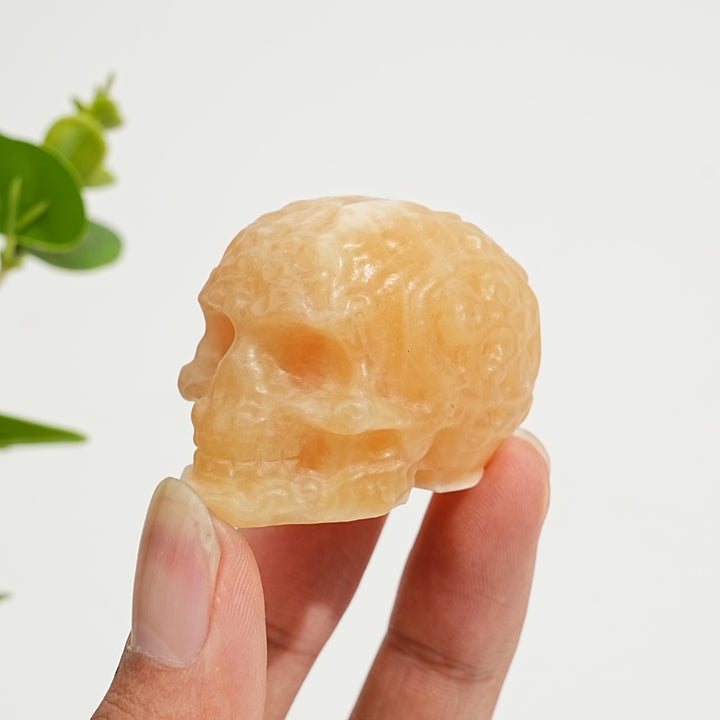 Natural Crystal Carving Floral Pattern Skull