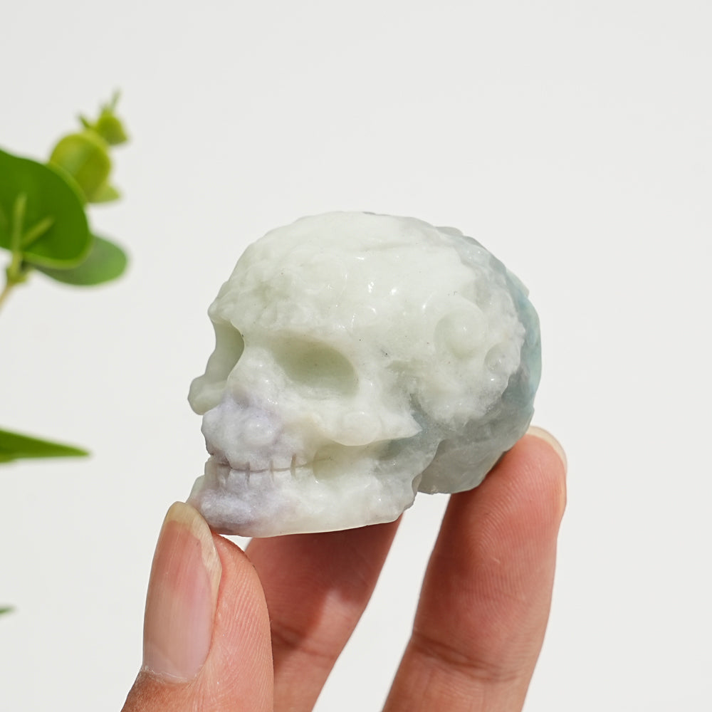 Natural Crystal Carving Floral Pattern Skull