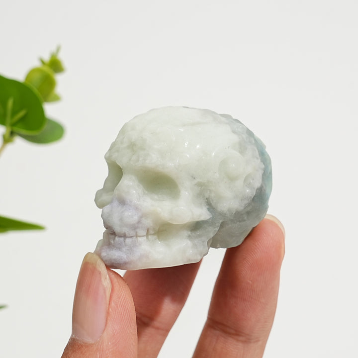Natural Crystal Carving Floral Pattern Skull