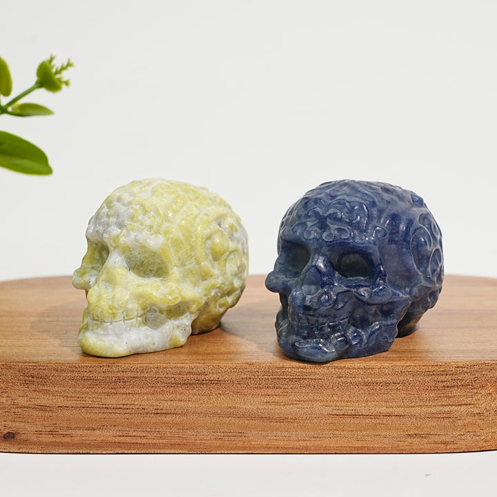 Natural Crystal Carving Floral Pattern Skull