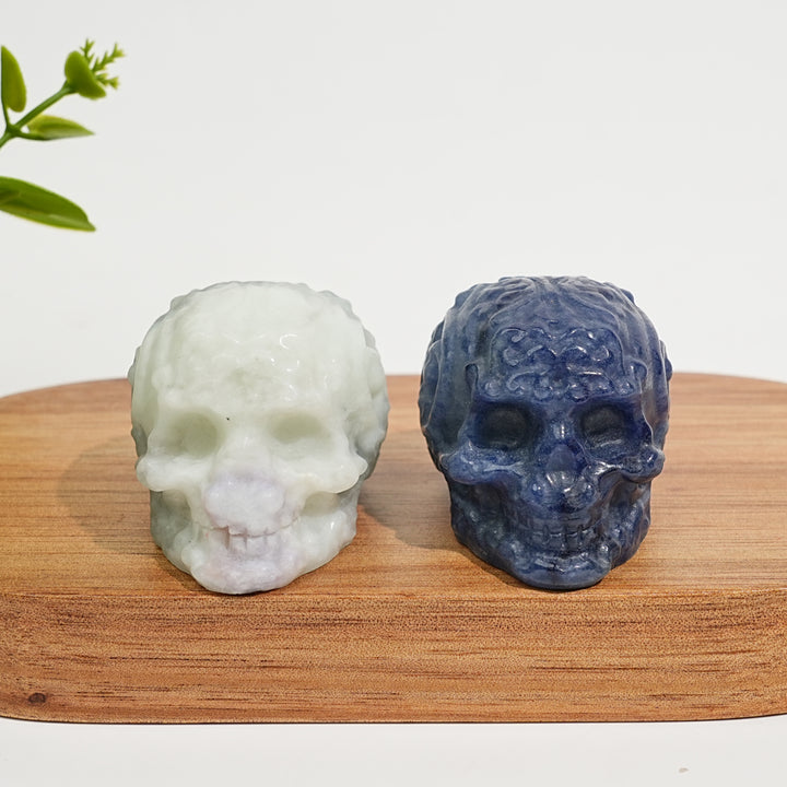 Natural Crystal Carving Floral Pattern Skull