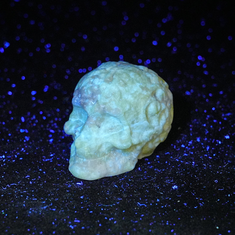 Natural Crystal Carving Floral Pattern Skull