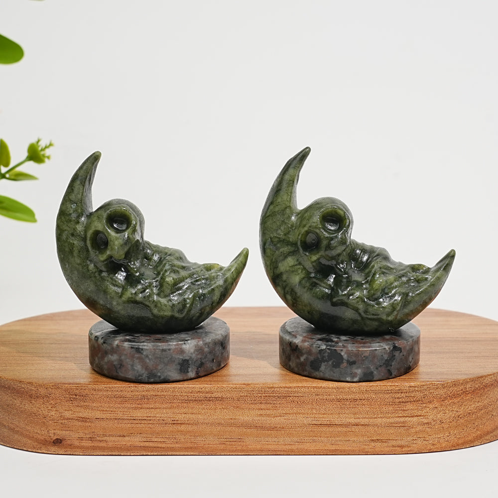 Natural Crystal Carving Moon Skull Human