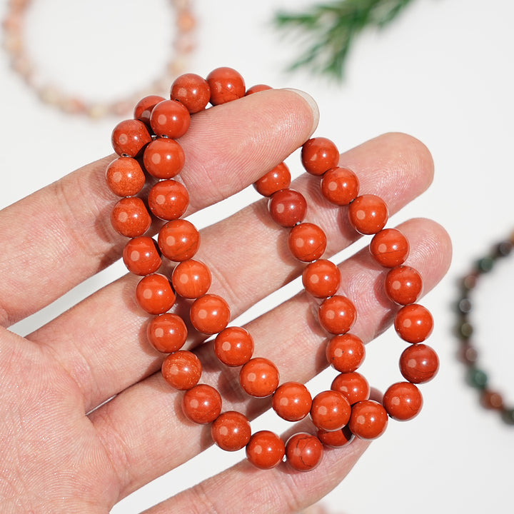 Natural 8mm Crystal Beaded Bracelet, Healing Gemstone Stretch Bangle