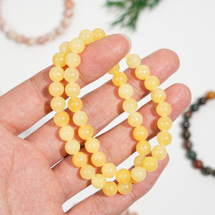 Natural 8mm Crystal Beaded Bracelet, Healing Gemstone Stretch Bangle