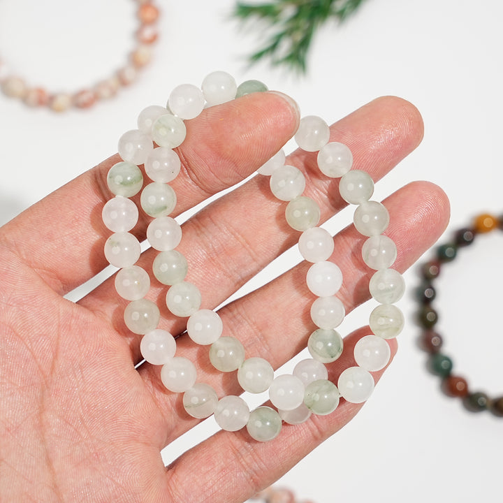 Natural 8mm Crystal Beaded Bracelet, Healing Gemstone Stretch Bangle