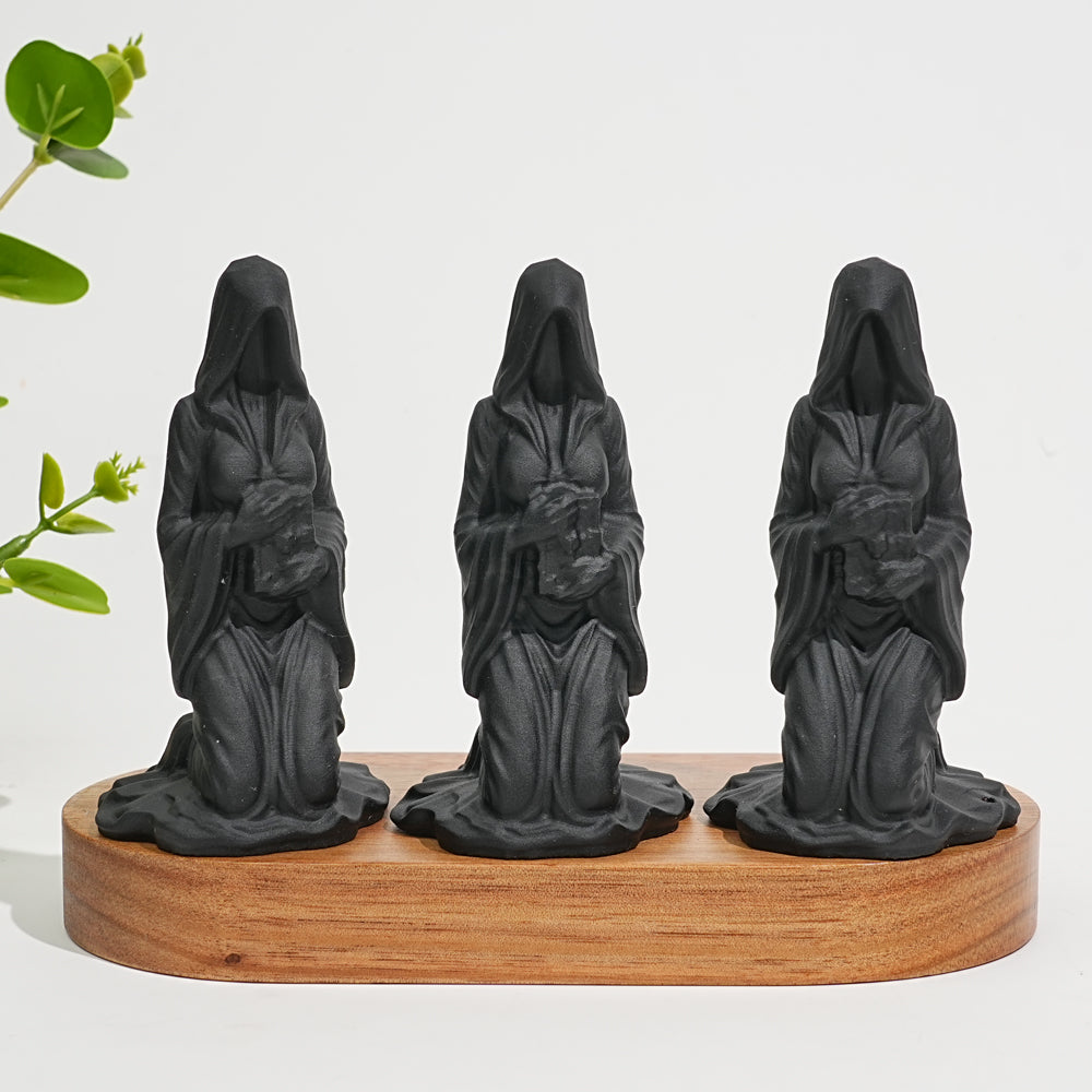 Natural Crystal Black Obsidian Female With Bible