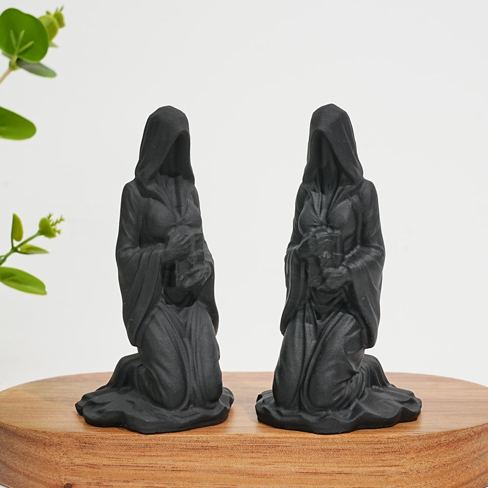 Natural Crystal Black Obsidian Female With Bible