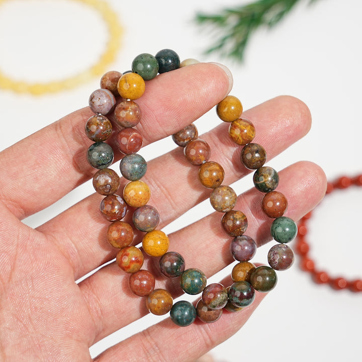 Natural 8mm Crystal Beaded Bracelet, Healing Gemstone Stretch Bangle