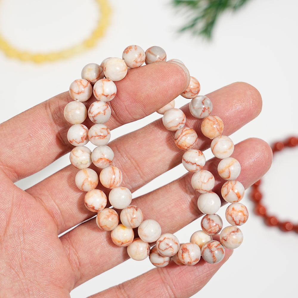 Natural 8mm Crystal Beaded Bracelet, Healing Gemstone Stretch Bangle