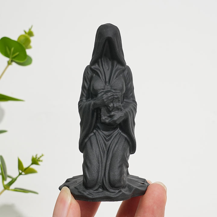 Natural Crystal Black Obsidian Female With Bible