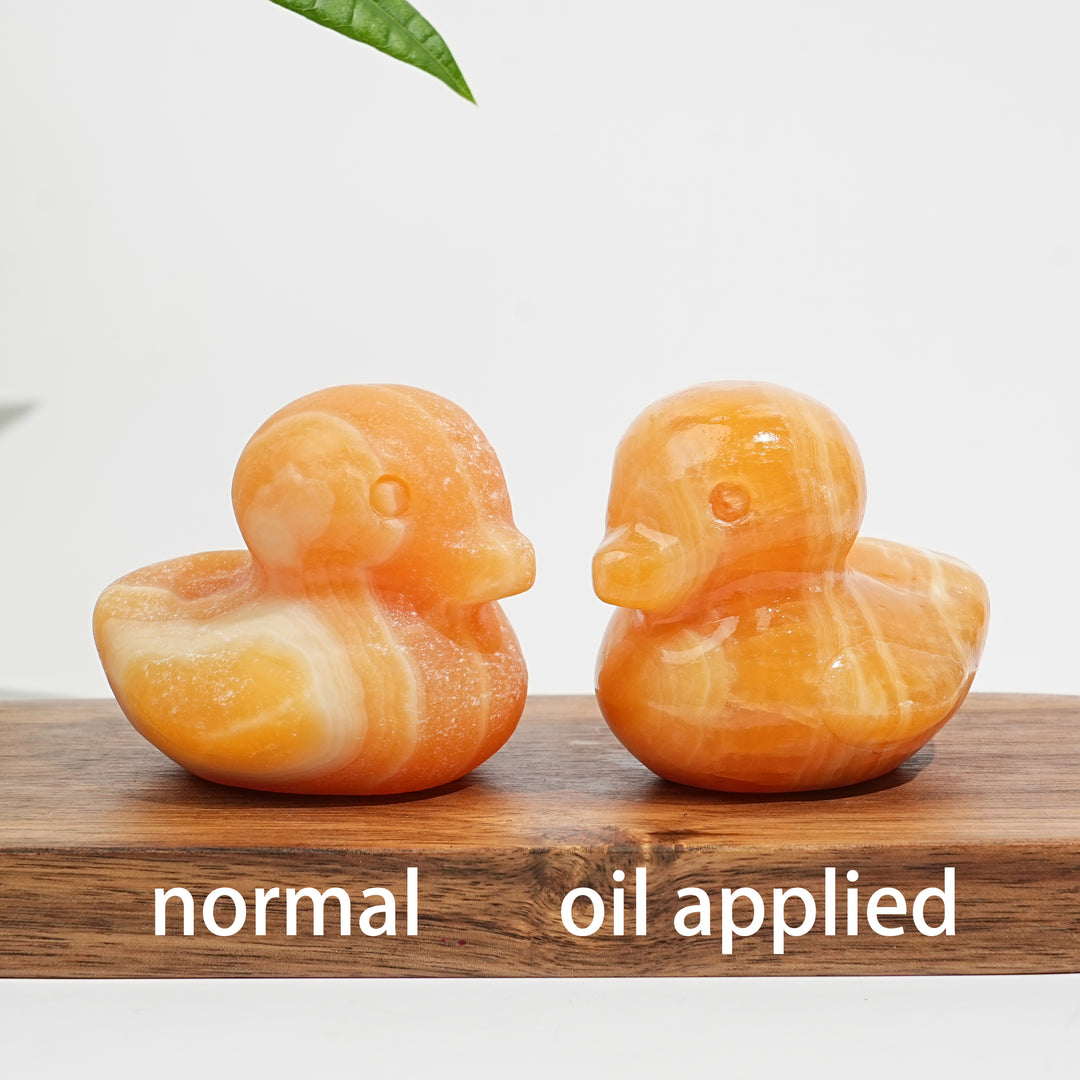 Natural Crystal Carving Yellow Calcite Duck