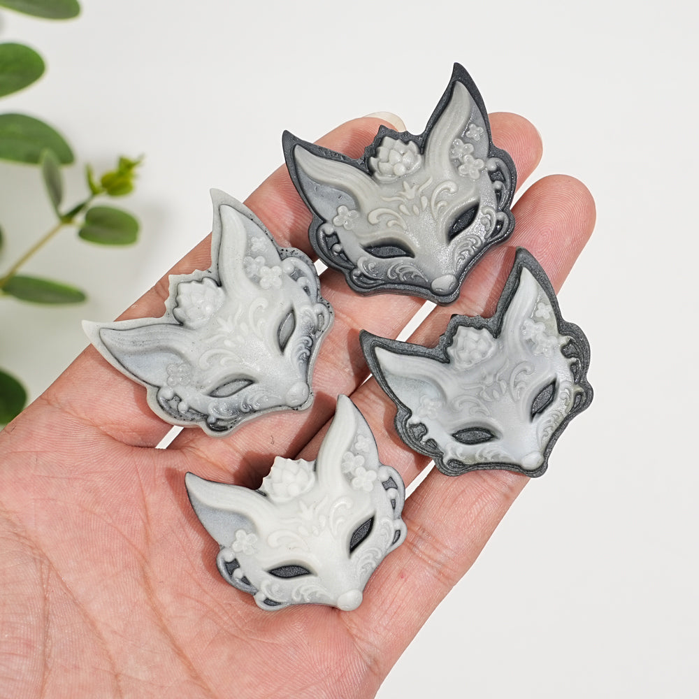 Unique,Natural Crystal Carving TaiJi Stone Fox Mask