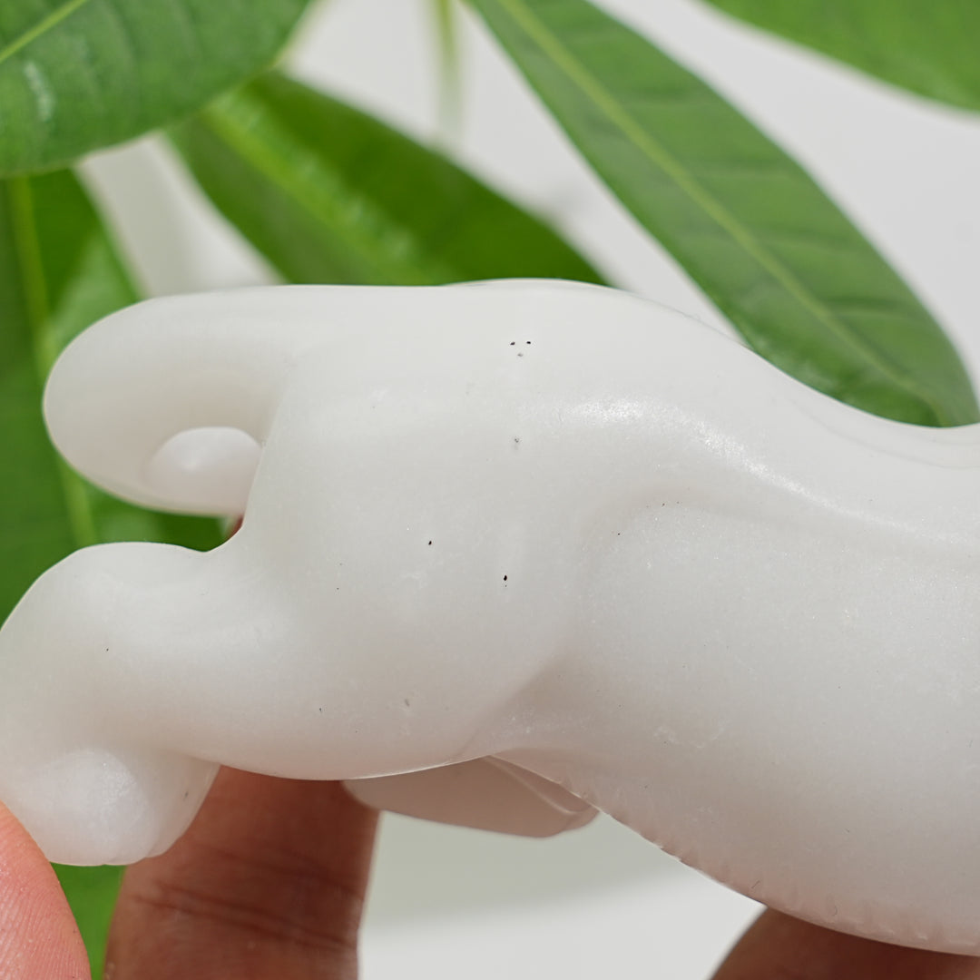 Natural Crystal White Jade Tiger Carving