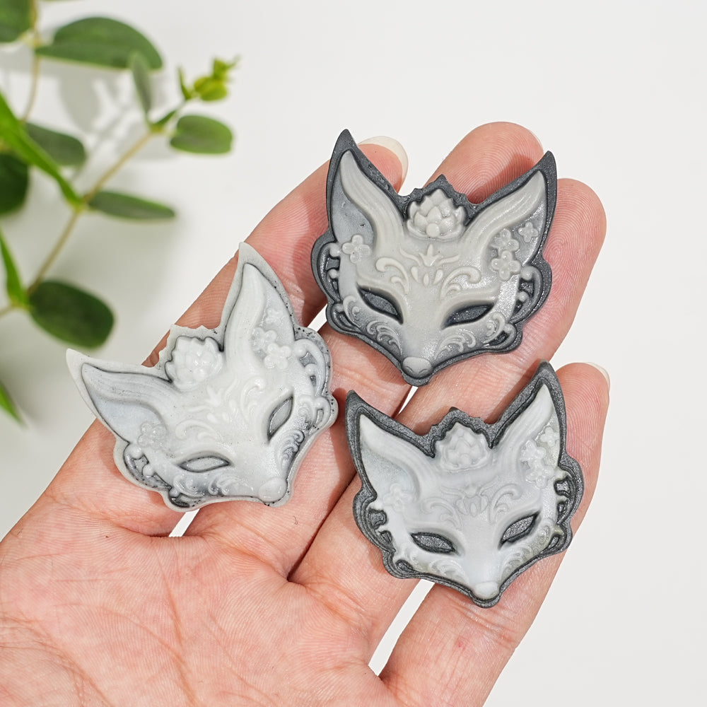 Unique,Natural Crystal Carving TaiJi Stone Fox Mask