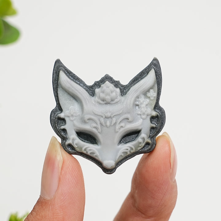 Unique,Natural Crystal Carving TaiJi Stone Fox Mask