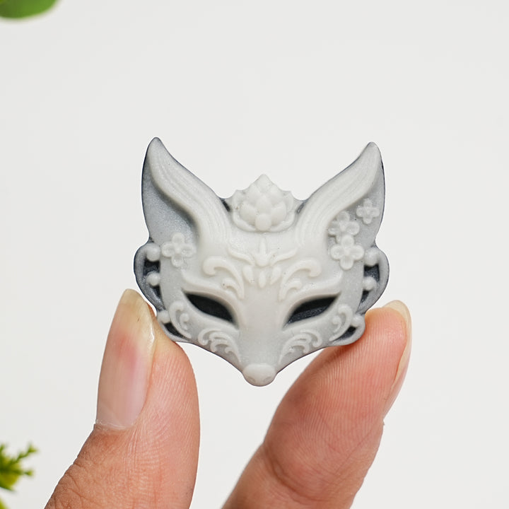 Unique,Natural Crystal Carving TaiJi Stone Fox Mask