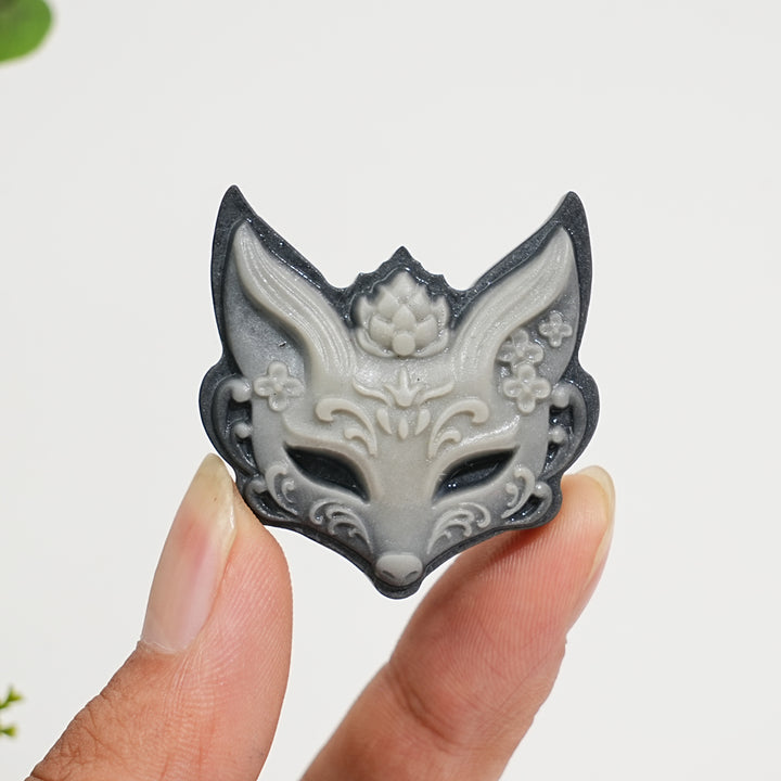 Unique,Natural Crystal Carving TaiJi Stone Fox Mask