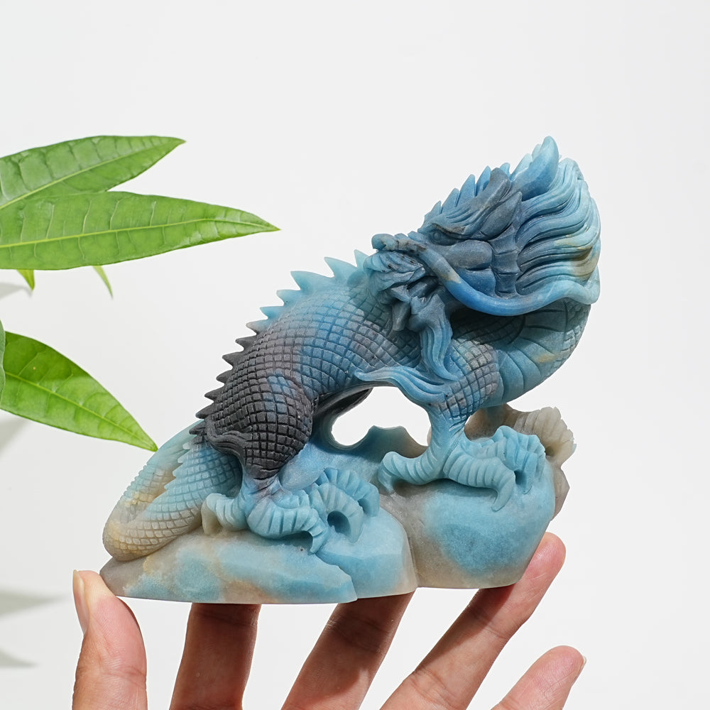 Unique,Natural Crystal Trolleite Exquisite Dragon Carving