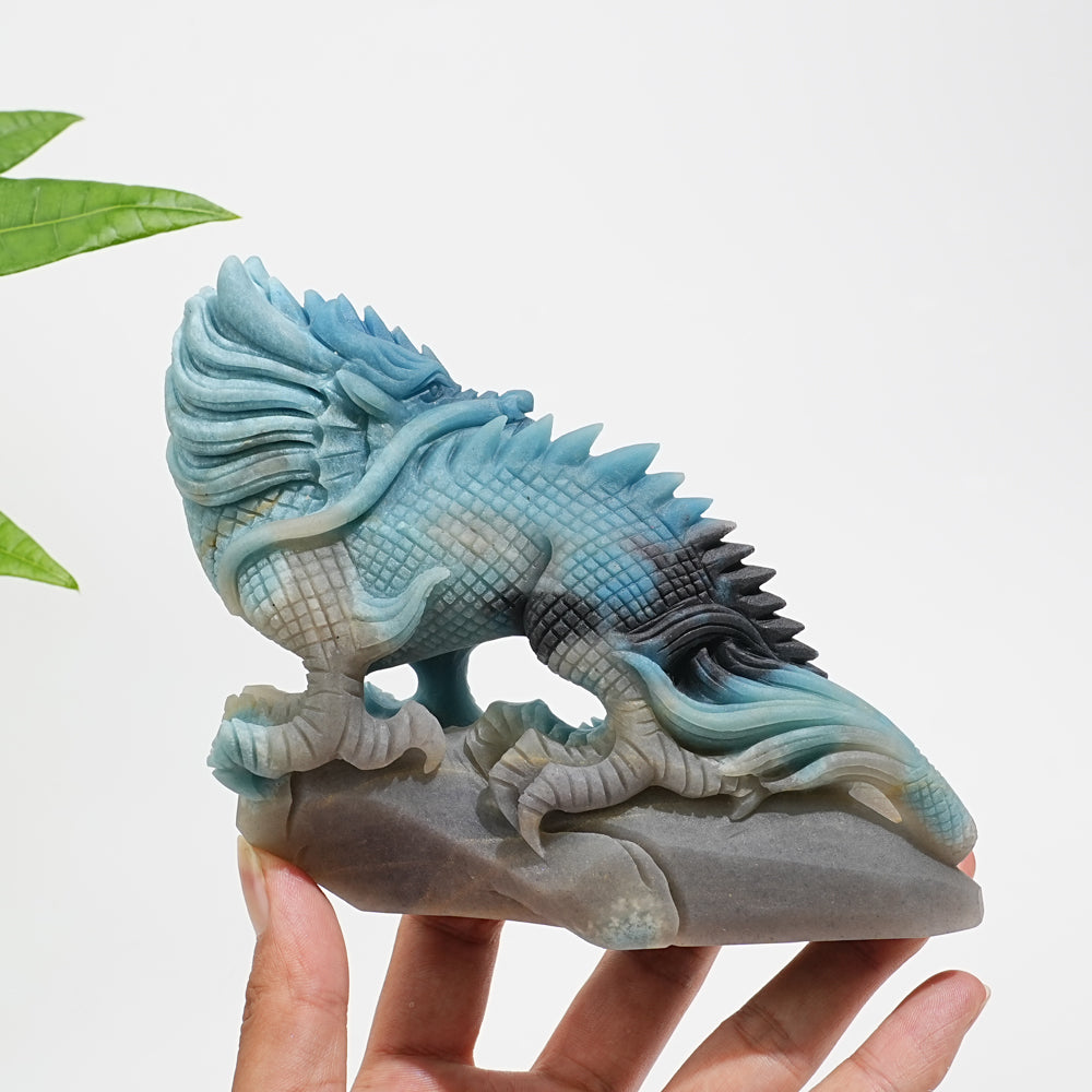 Unique,Natural Crystal Trolleite Exquisite Dragon Carving
