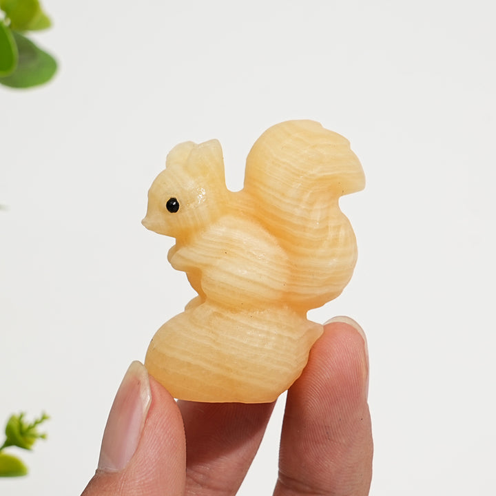 Natural Crystal Carving Squirrel On Pine Nut