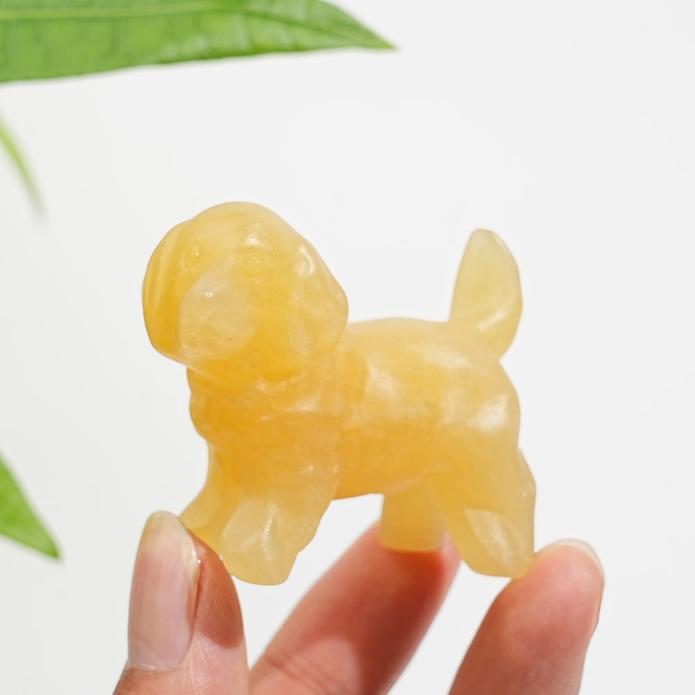 Natural Crystal Golden Retriever Carving