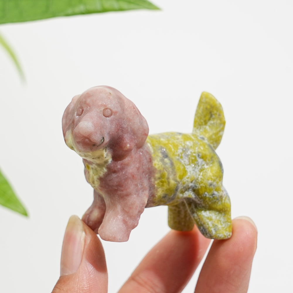 Natural Crystal Golden Retriever Carving