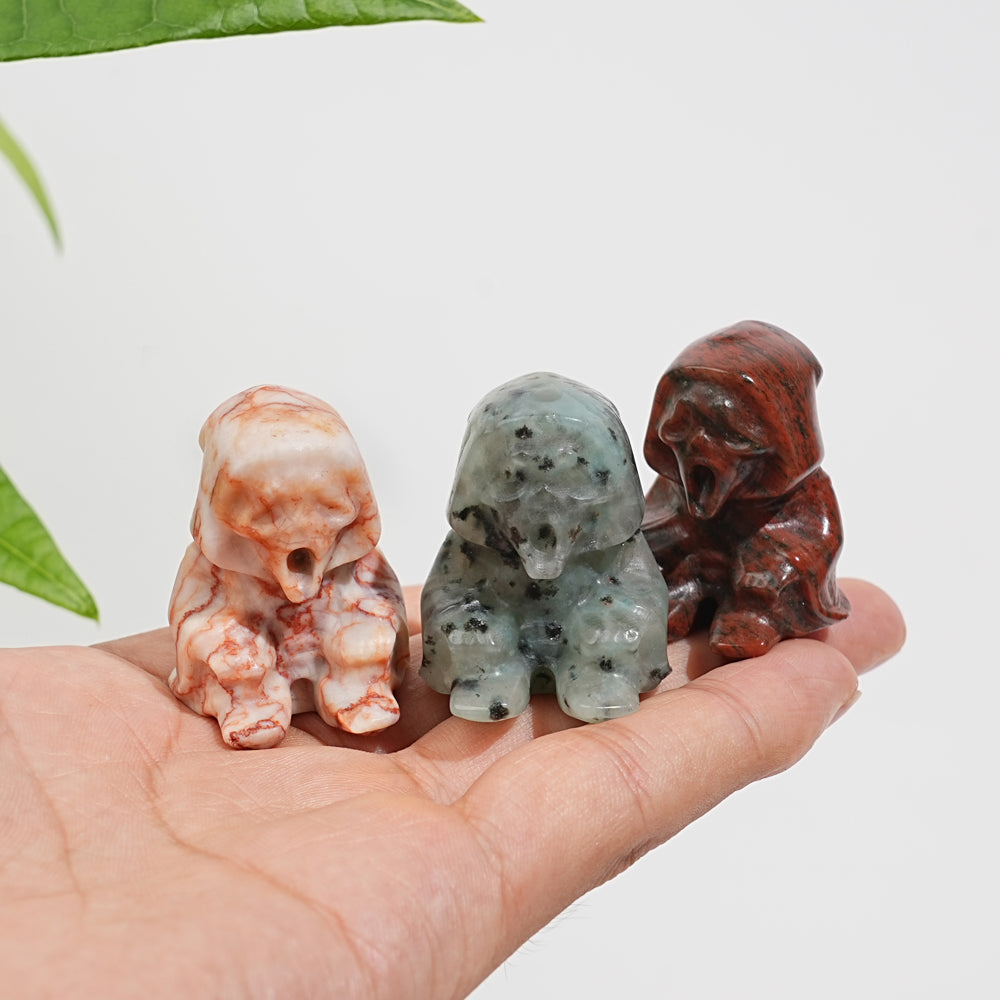 Natural Crystal Seated Grim Reaper Carving