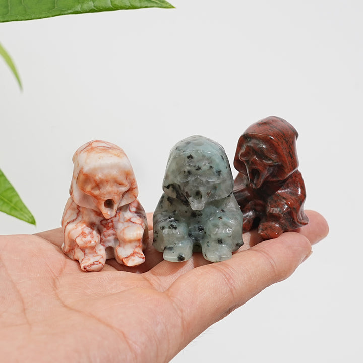 Natural Crystal Seated Grim Reaper Carving
