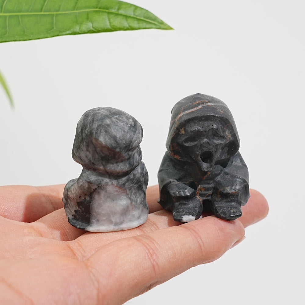 Natural Crystal Seated Grim Reaper Carving