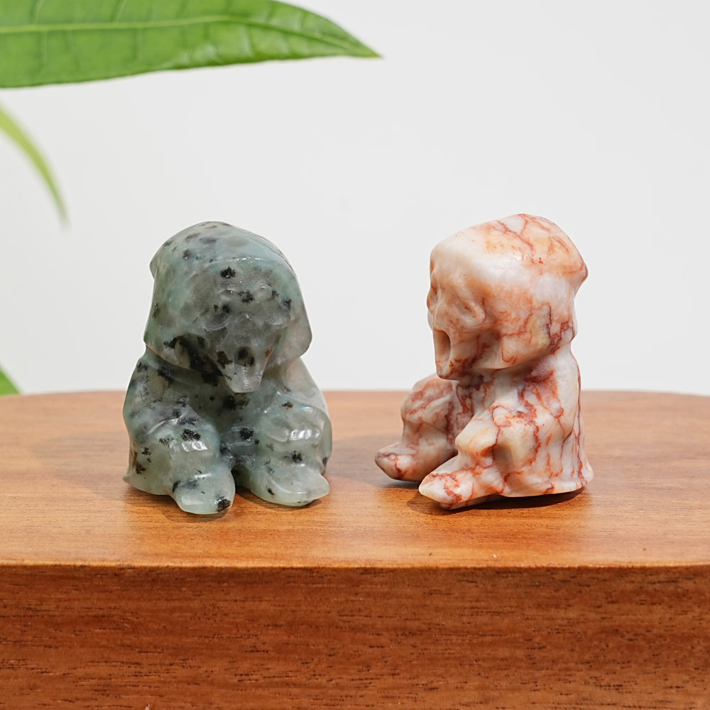 Natural Crystal Seated Grim Reaper Carving