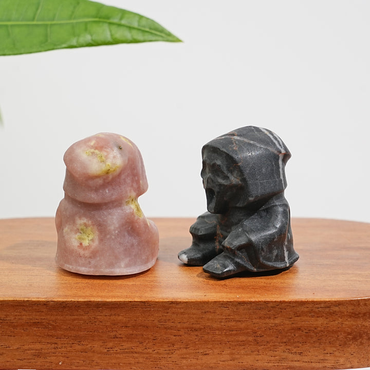 Natural Crystal Seated Grim Reaper Carving