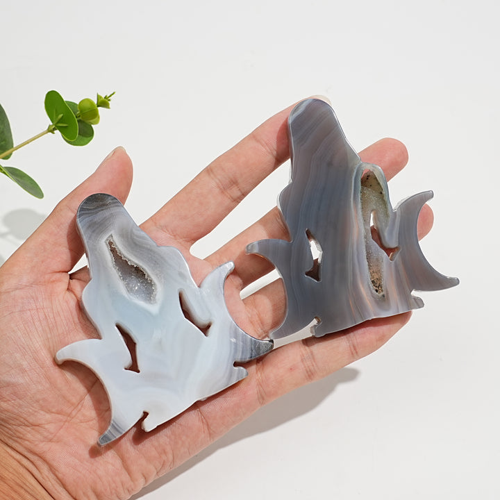 Unique,Natural Crystal Carving Triple Moon Goddess