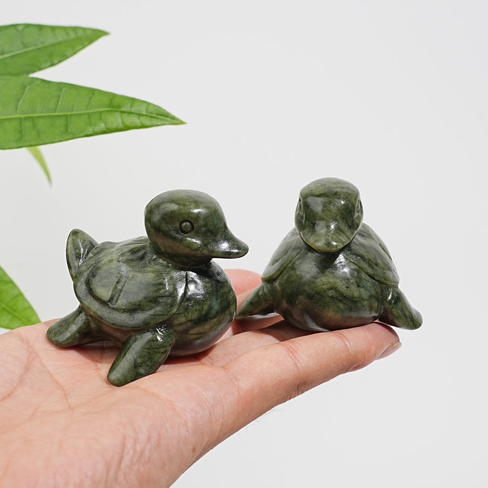 Natural Serpentine Turtle-Duck Hybrid Carving