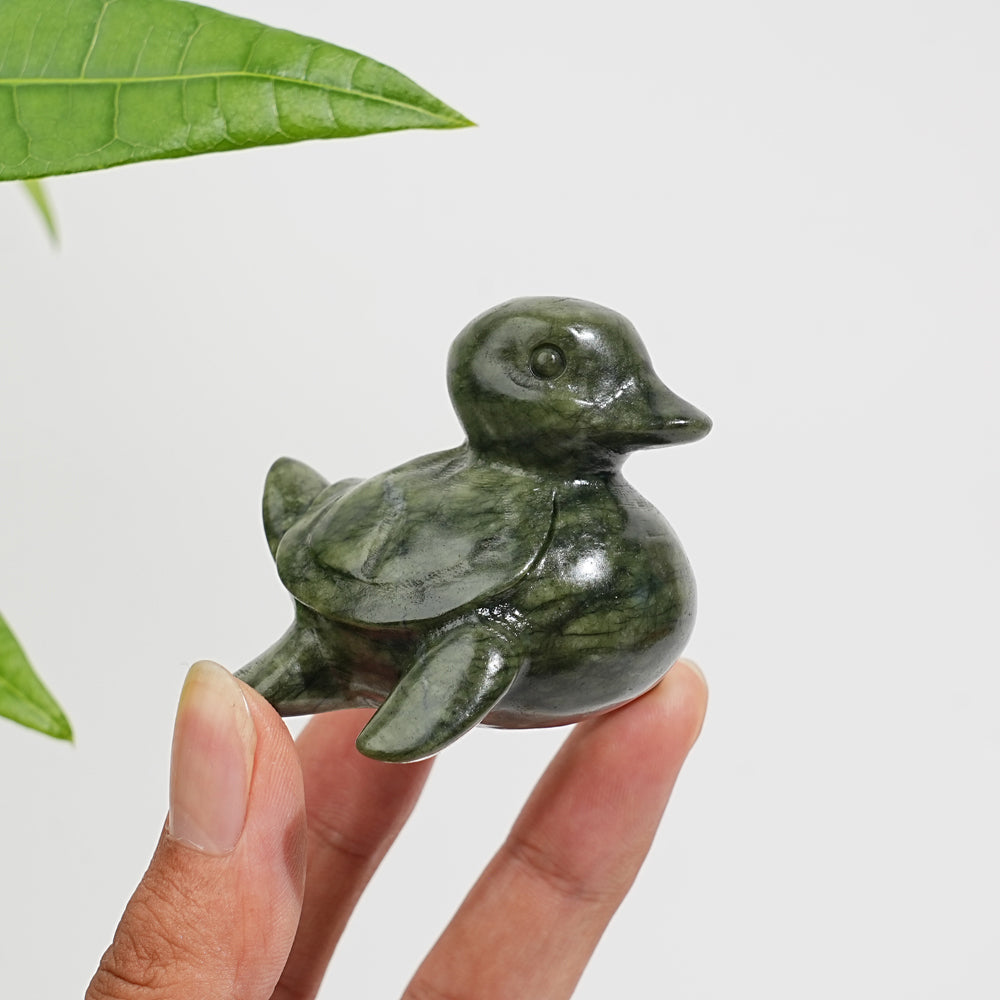 Natural Serpentine Turtle-Duck Hybrid Carving
