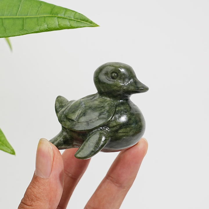 Natural Serpentine Turtle-Duck Hybrid Carving
