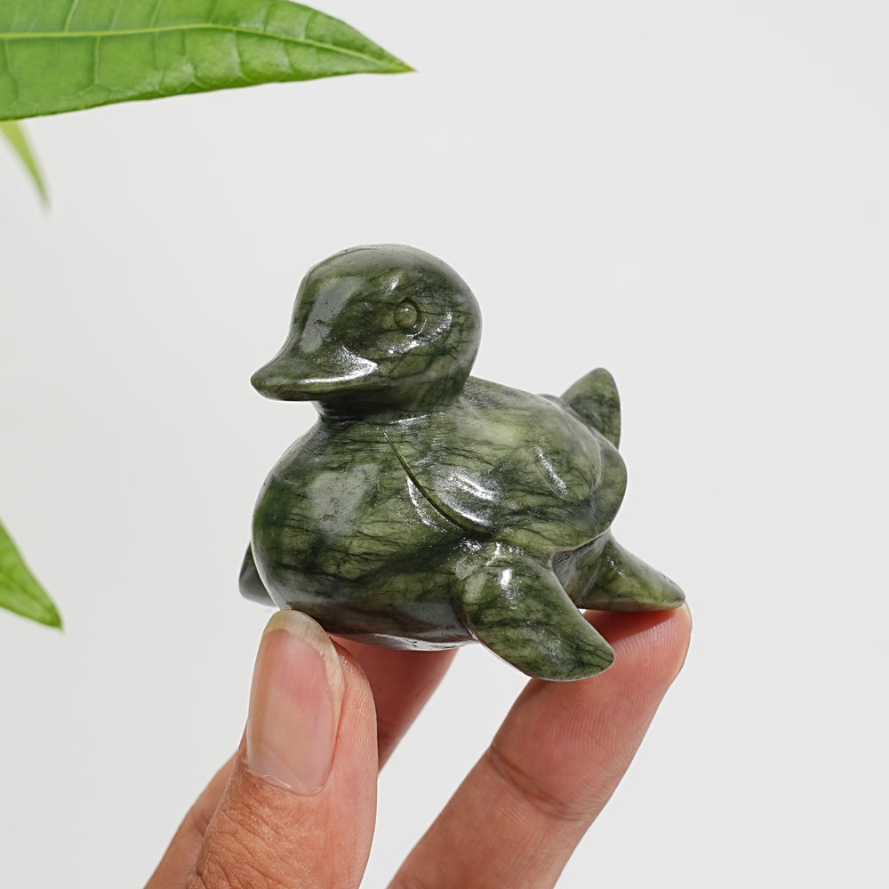Natural Serpentine Turtle-Duck Hybrid Carving