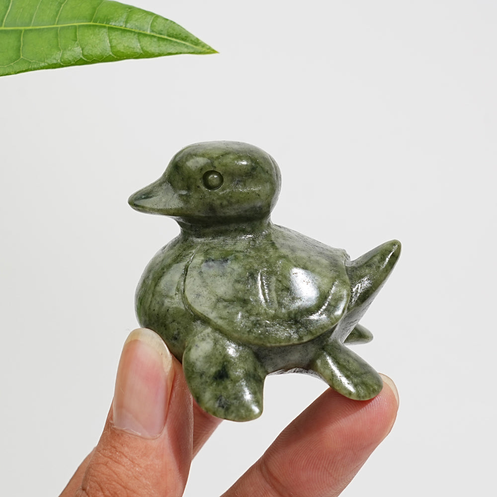 Natural Serpentine Turtle-Duck Hybrid Carving